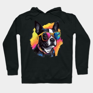 Boston Terrier with a splash of color Hoodie